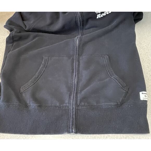 Roots is Canada Hoodie Jacket Men's XS Black Graphic Drawstring Full-Zip-Outdoor - Picture 6 of 12